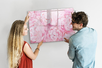 Memobord van glas met print inclusief neodymium magneten Bloemenmotief met ruimte voor foto's