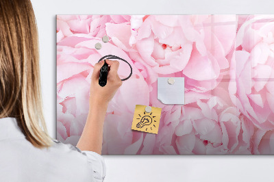 Memobord van glas met print inclusief neodymium magneten Bloemenmotief met ruimte voor foto's