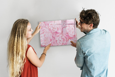 Memobord van glas met print inclusief neodymium magneten Bloemenmotief met ruimte voor foto's