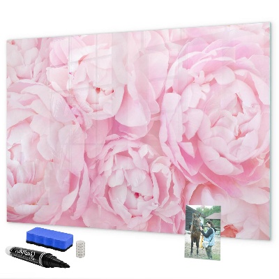 Memobord van glas met print inclusief neodymium magneten Bloemenmotief met ruimte voor foto's