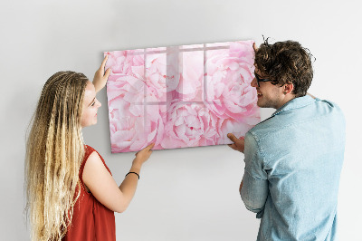 Memobord van glas met print inclusief neodymium magneten Bloemenmotief met ruimte voor foto's