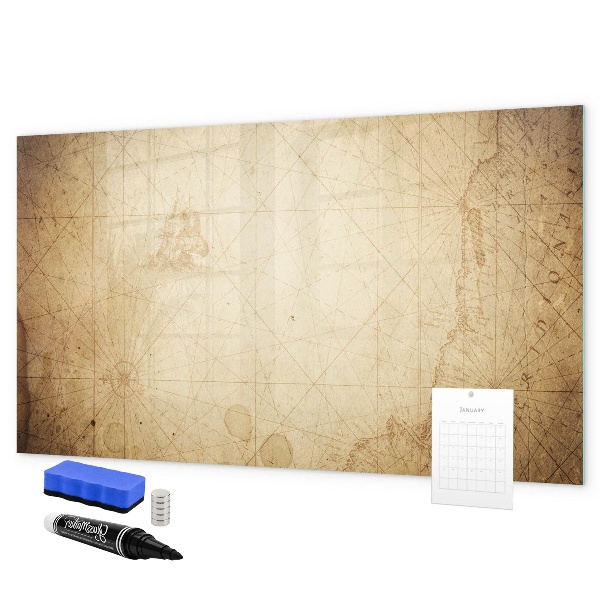 Decoratief glazen wandbord beschrijfbaar en magnetisch Notitiebord met foto's en accessoires