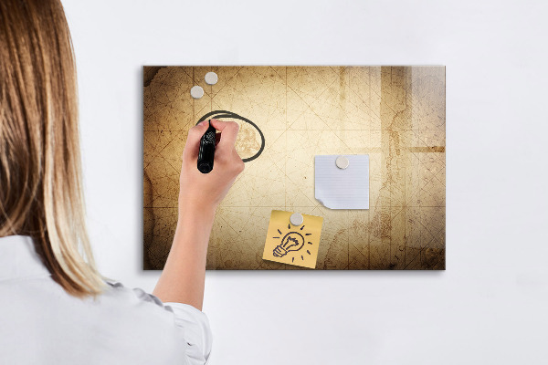 Decoratief glazen wandbord beschrijfbaar en magnetisch Notitiebord met foto's en accessoires