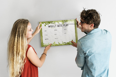 Memobord van glas met print inclusief neodymium magneten Maaltijdplan voor de week
