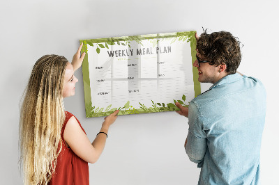 Memobord van glas met print inclusief neodymium magneten Maaltijdplan voor de week