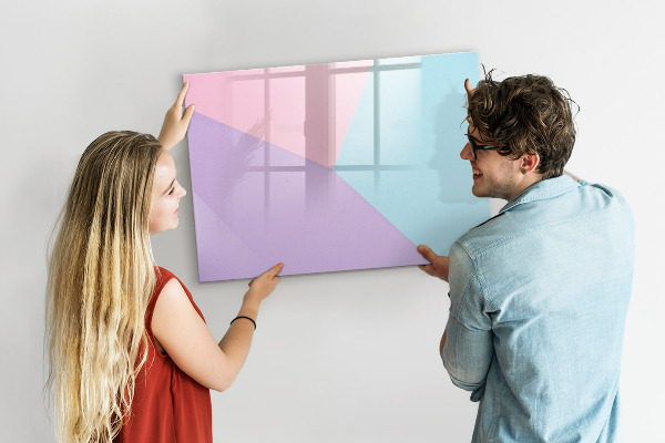 Decoratief glazen wandbord beschrijfbaar en magnetisch Een kleurrijk prikbord voor notities en foto's
