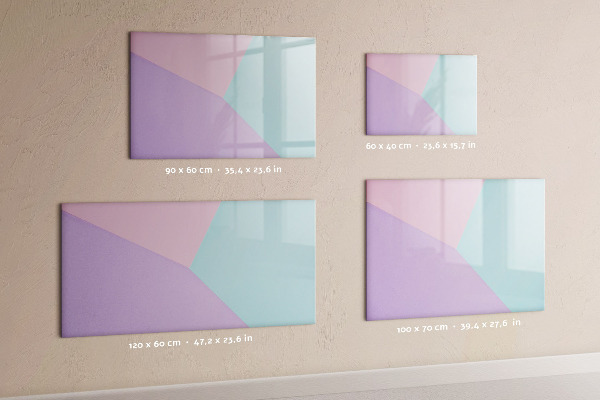Decoratief glazen wandbord beschrijfbaar en magnetisch Een kleurrijk prikbord voor notities en foto's