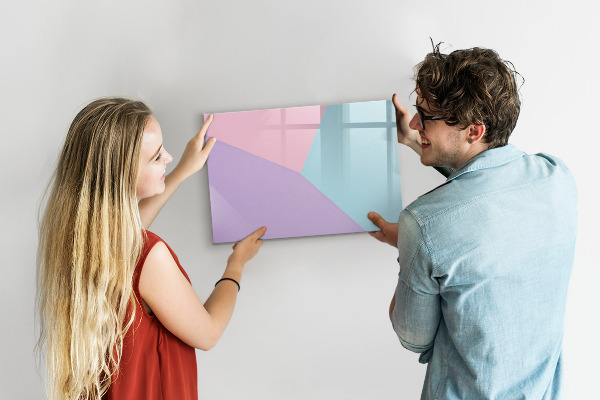 Decoratief glazen wandbord beschrijfbaar en magnetisch Een kleurrijk prikbord voor notities en foto's