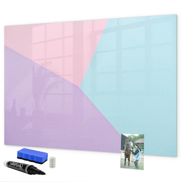 Decoratief glazen wandbord beschrijfbaar en magnetisch Een kleurrijk prikbord voor notities en foto's