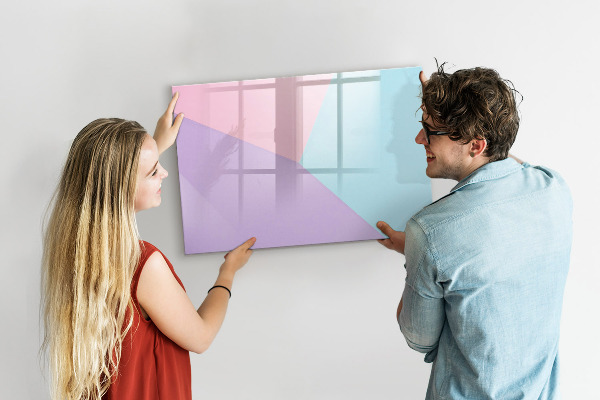 Decoratief glazen wandbord beschrijfbaar en magnetisch Een kleurrijk prikbord voor notities en foto's