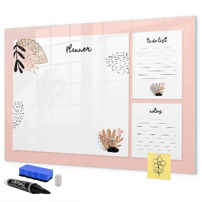 Memobord van glas met print inclusief neodymium magneten Agenda met ruimte voor foto's