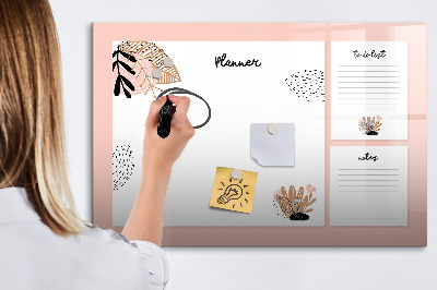 Memobord van glas met print inclusief neodymium magneten Agenda met ruimte voor foto's