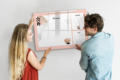 Memobord van glas met print inclusief neodymium magneten Agenda met ruimte voor foto's