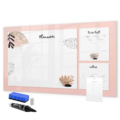 Memobord van glas met print inclusief neodymium magneten Agenda met ruimte voor foto's