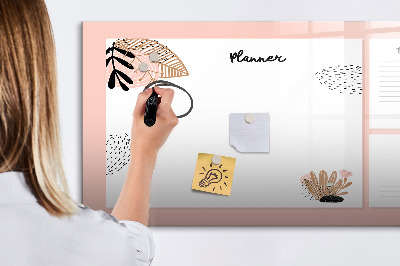 Memobord van glas met print inclusief neodymium magneten Agenda met ruimte voor foto's
