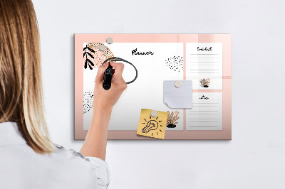 Memobord van glas met print inclusief neodymium magneten Agenda met ruimte voor foto's