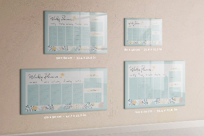 Decoratief glazen wandbord beschrijfbaar en magnetisch Weekplanner met ruimte voor foto's