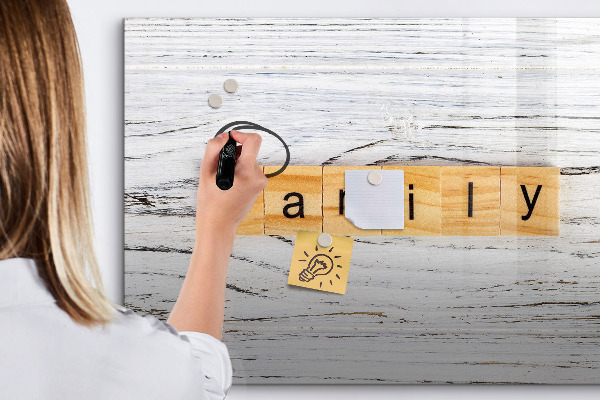 Decoratief glazen wandbord beschrijfbaar en magnetisch Bord voor foto's en notities