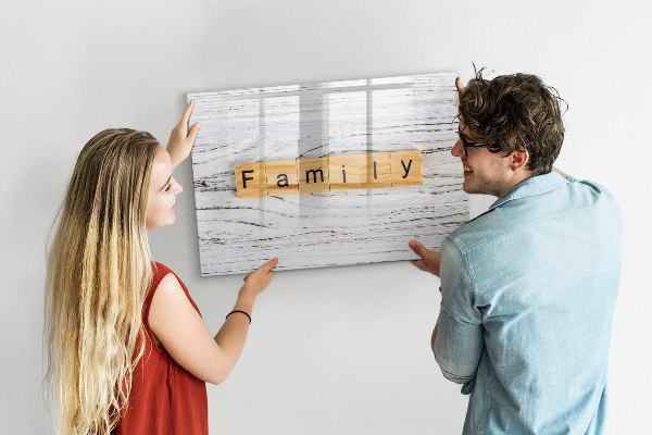 Decoratief glazen wandbord beschrijfbaar en magnetisch Bord voor foto's en notities