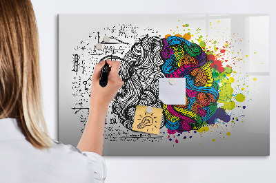 Decoratief glazen wandbord beschrijfbaar en magnetisch Een creatieve ruimte voor herinneringen en ideeën.