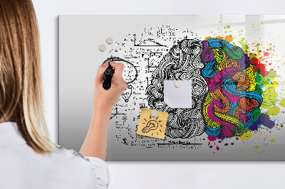 Decoratief glazen wandbord beschrijfbaar en magnetisch Een creatieve ruimte voor herinneringen en ideeën.