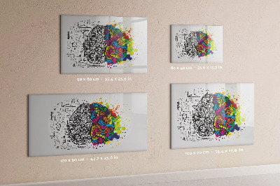 Decoratief glazen wandbord beschrijfbaar en magnetisch Een creatieve ruimte voor herinneringen en ideeën.