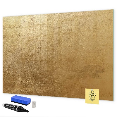 Memobord van glas met print inclusief neodymium magneten Gouden prikbord voor notities en foto's