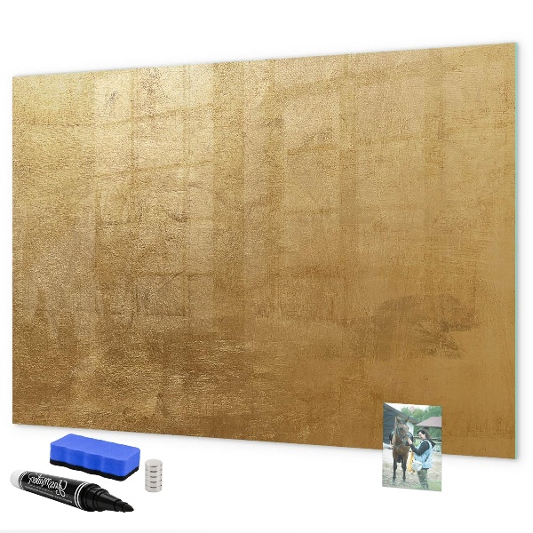 Memobord van glas met print inclusief neodymium magneten Gouden prikbord voor notities en foto's