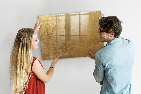Memobord van glas met print inclusief neodymium magneten Gouden prikbord voor notities en foto's