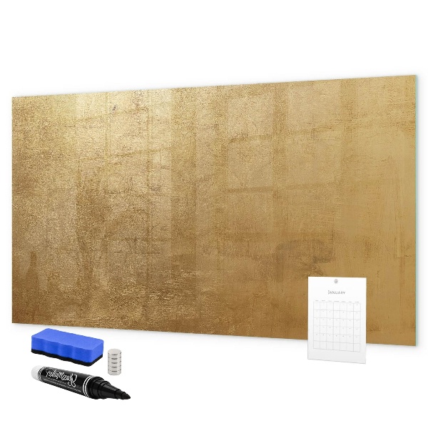Memobord van glas met print inclusief neodymium magneten Gouden prikbord voor notities en foto's