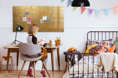 Memobord van glas met print inclusief neodymium magneten Gouden prikbord voor notities en foto's
