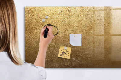 Memobord van glas met print inclusief neodymium magneten Gouden prikbord voor notities en foto's