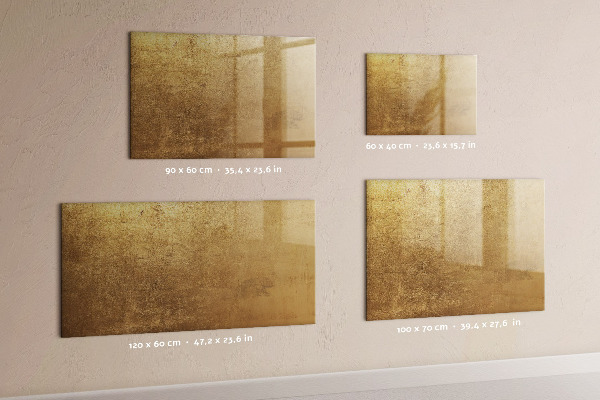 Memobord van glas met print inclusief neodymium magneten Gouden prikbord voor notities en foto's
