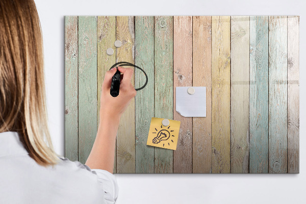 Decoratief glazen wandbord beschrijfbaar en magnetisch Een kleurrijk prikbord voor foto's en notities