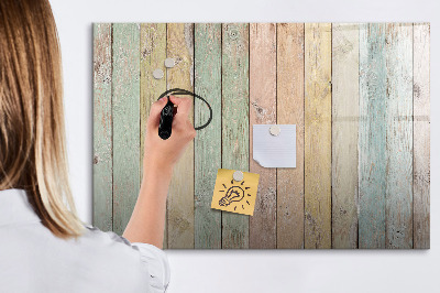 Decoratief glazen wandbord beschrijfbaar en magnetisch Een kleurrijk prikbord voor foto's en notities