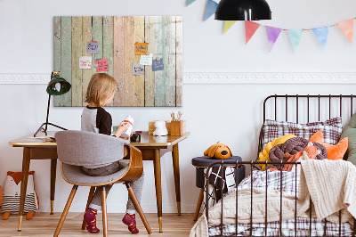 Decoratief glazen wandbord beschrijfbaar en magnetisch Een kleurrijk prikbord voor foto's en notities