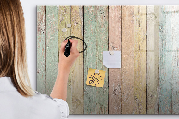 Decoratief glazen wandbord beschrijfbaar en magnetisch Een kleurrijk prikbord voor foto's en notities