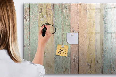 Decoratief glazen wandbord beschrijfbaar en magnetisch Een kleurrijk prikbord voor foto's en notities