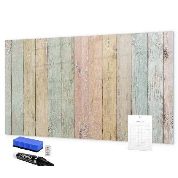 Decoratief glazen wandbord beschrijfbaar en magnetisch Een kleurrijk prikbord voor foto's en notities