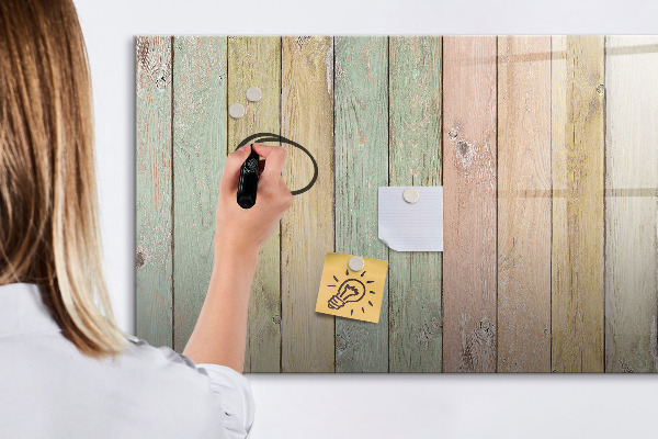 Decoratief glazen wandbord beschrijfbaar en magnetisch Een kleurrijk prikbord voor foto's en notities