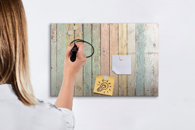 Decoratief glazen wandbord beschrijfbaar en magnetisch Een kleurrijk prikbord voor foto's en notities