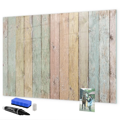 Decoratief glazen wandbord beschrijfbaar en magnetisch Een kleurrijk prikbord voor foto's en notities