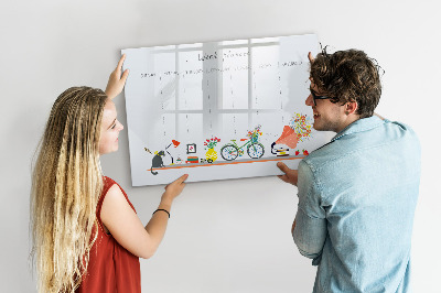 Memobord van glas met print inclusief neodymium magneten Weekplanner met foto's en notities