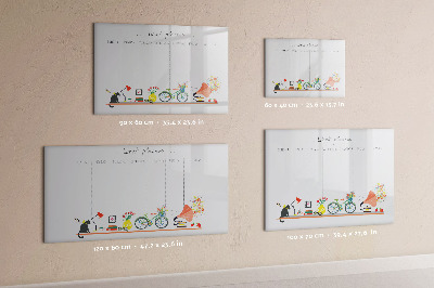 Memobord van glas met print inclusief neodymium magneten Weekplanner met foto's en notities