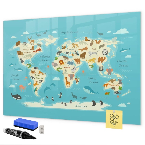 Wereldkaart met illustraties en foto's