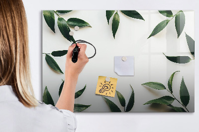Memobord van glas met print inclusief neodymium magneten Stijlvol memobord met planten