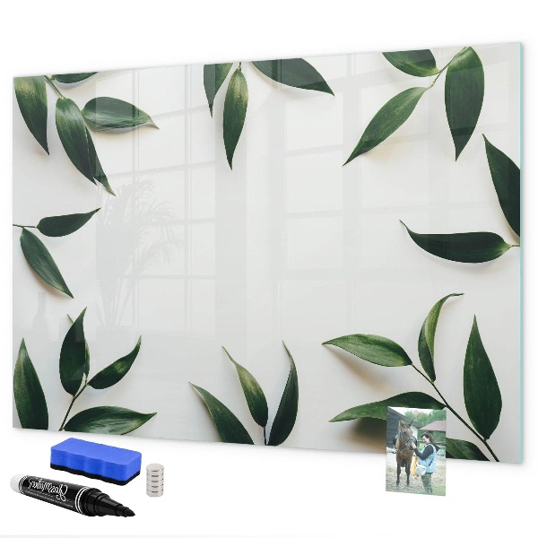 Memobord van glas met print inclusief neodymium magneten Stijlvol memobord met planten