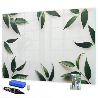 Memobord van glas met print inclusief neodymium magneten Stijlvol memobord met planten