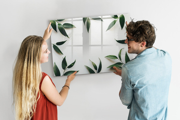 Memobord van glas met print inclusief neodymium magneten Stijlvol memobord met planten
