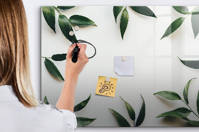 Memobord van glas met print inclusief neodymium magneten Stijlvol memobord met planten